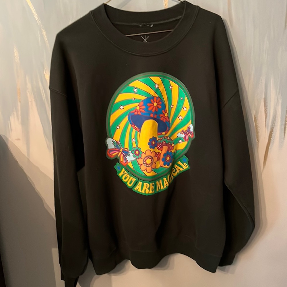 Mushrooms Butterflies You Are Magical Sweatshirt by Life Clothing Large